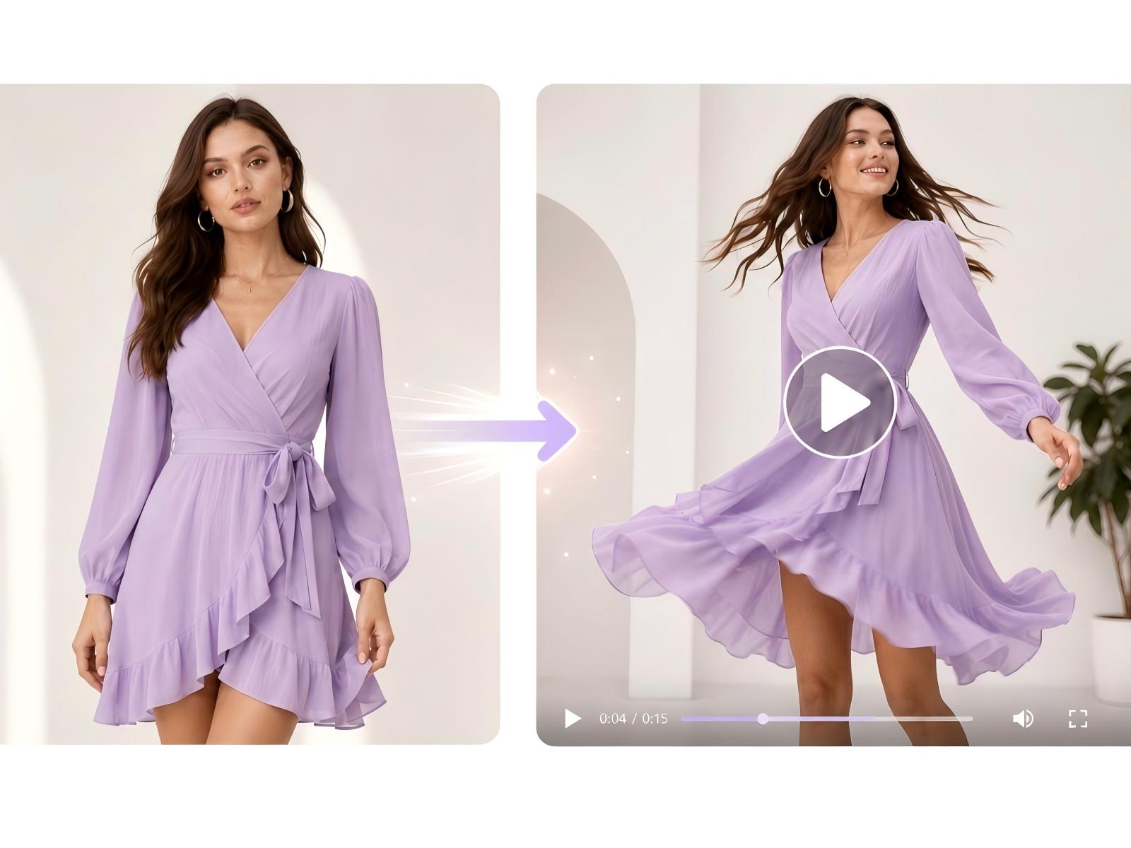 Turn a model photo into a dress product video for x
