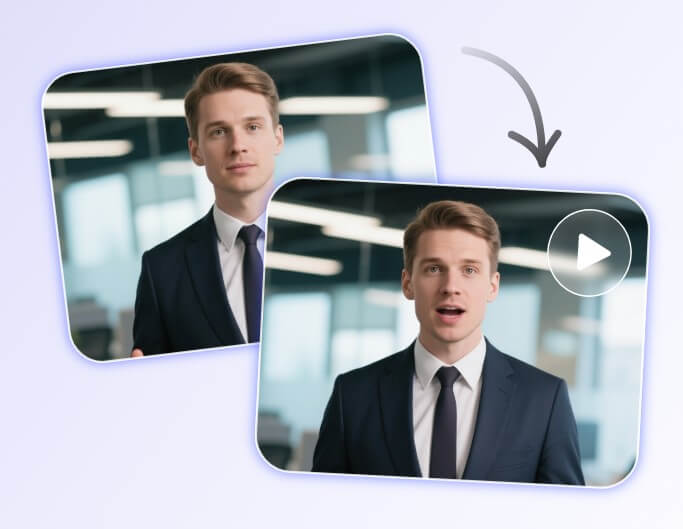 Turn a photo of a man in a suit into a dynamic ai talking head video