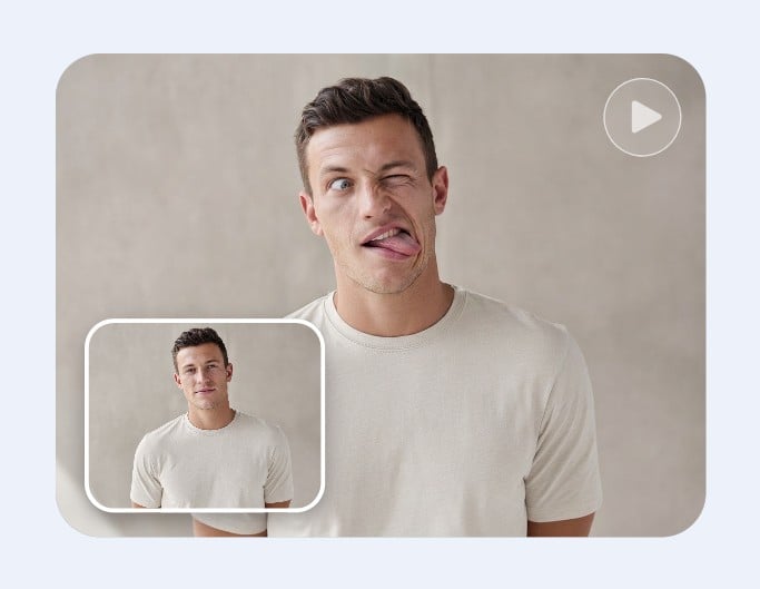 Turn a photo of a man into a video and create funny memes