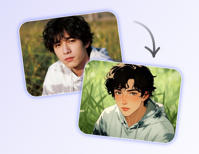 將亞洲男人的照片變成卡通畫