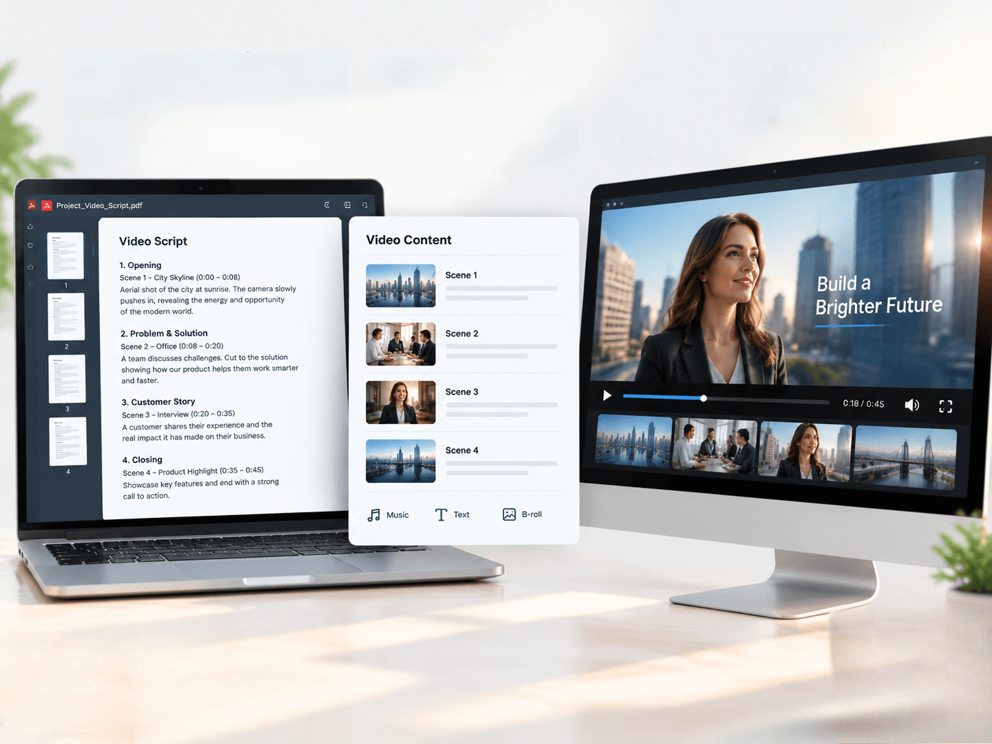 Turn a script in pdf into a complete video