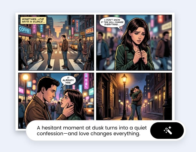 Turn a story outline into a four panel storyboard