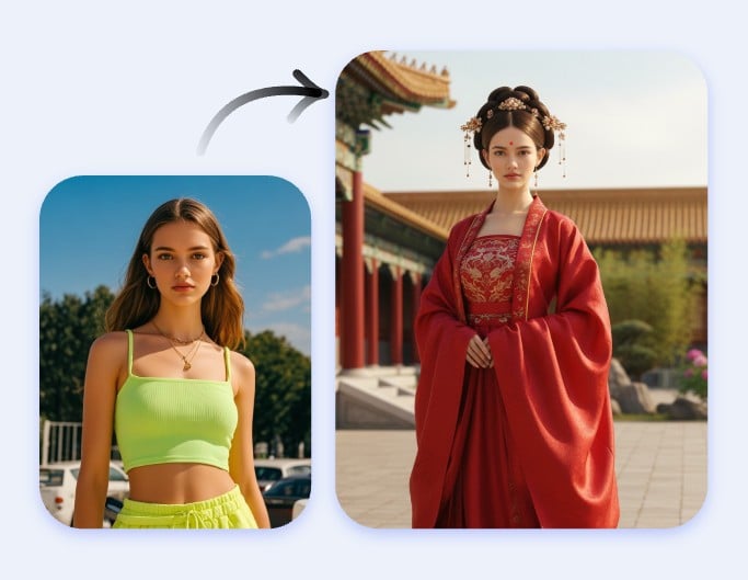 Turn a woman picture into chinese tang dynasty style with fotor