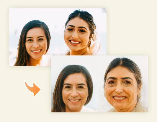 Transformez la photo des filles en vieux groupe de visage Photo
