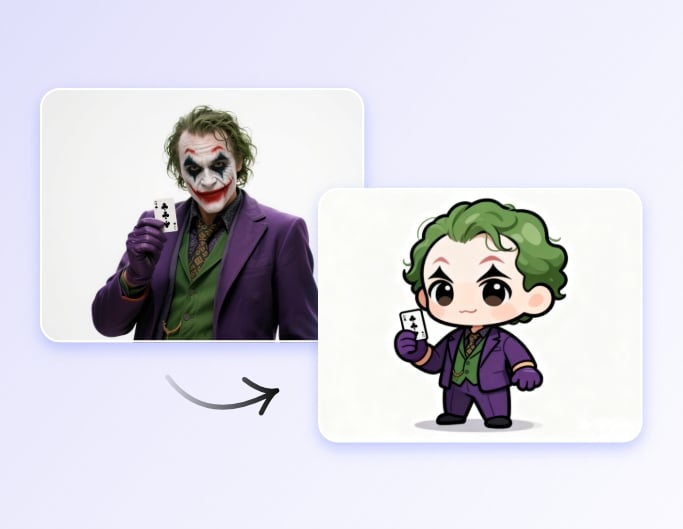 Turn the joker into a chibi style art with Fotor online chibi maker