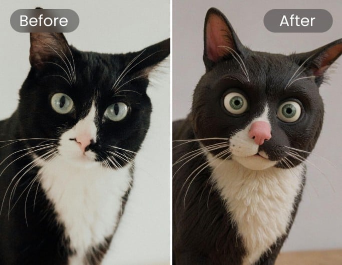 Turn this cat into claymation with clay filter in fotor with ai