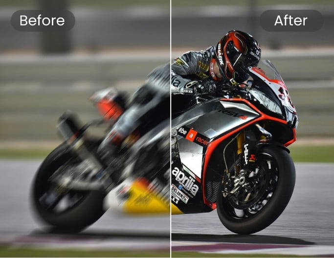 Unblur image to increase photo clarity in fast moving subjects