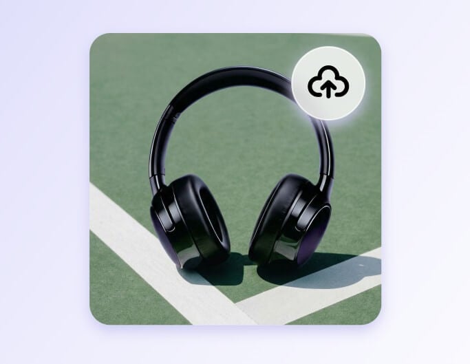 Upload a creatively styled headphone product image to fotor white background editor