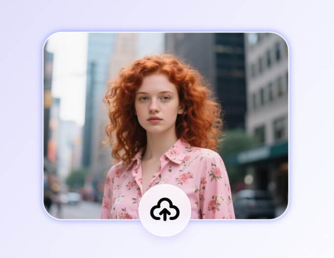 Upload a photo of a girl with orange curly hair in a realistic style