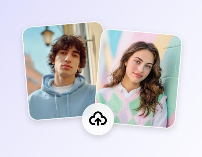 Upload a photo of a man and a photo of a woman to fotor ai couple image generator