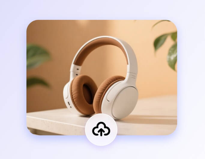 Upload a product photo of headphones to fotor ai product image generator