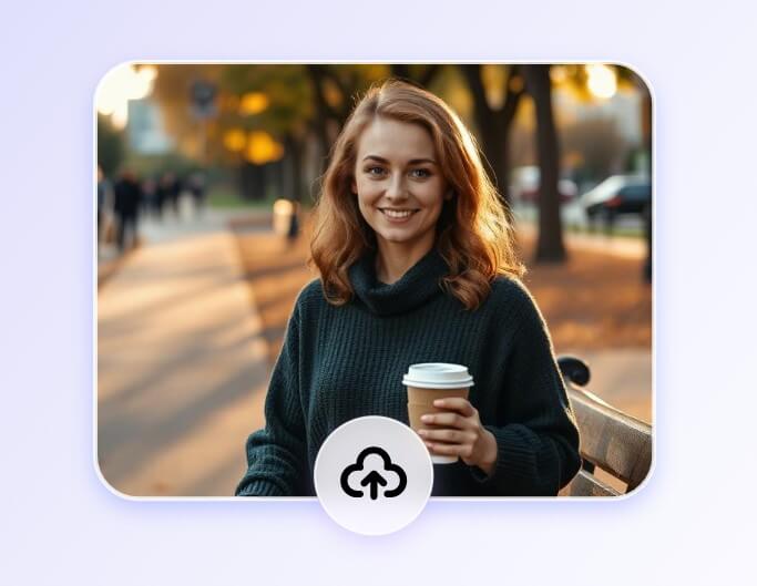 Upload an image of a girl holding a cup of coffee to fotor
