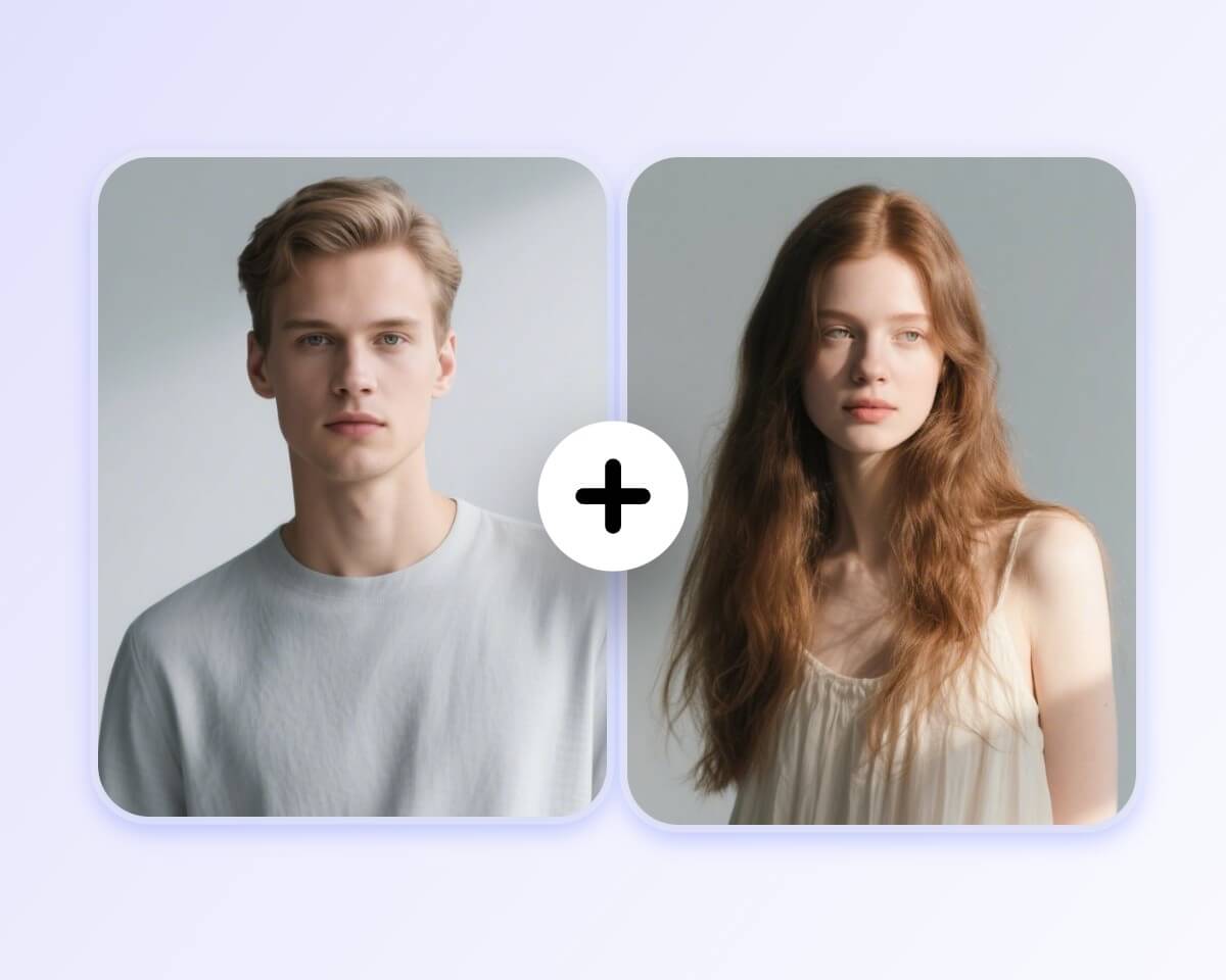 Laden Sie zwei Bilder in Fotor hoch