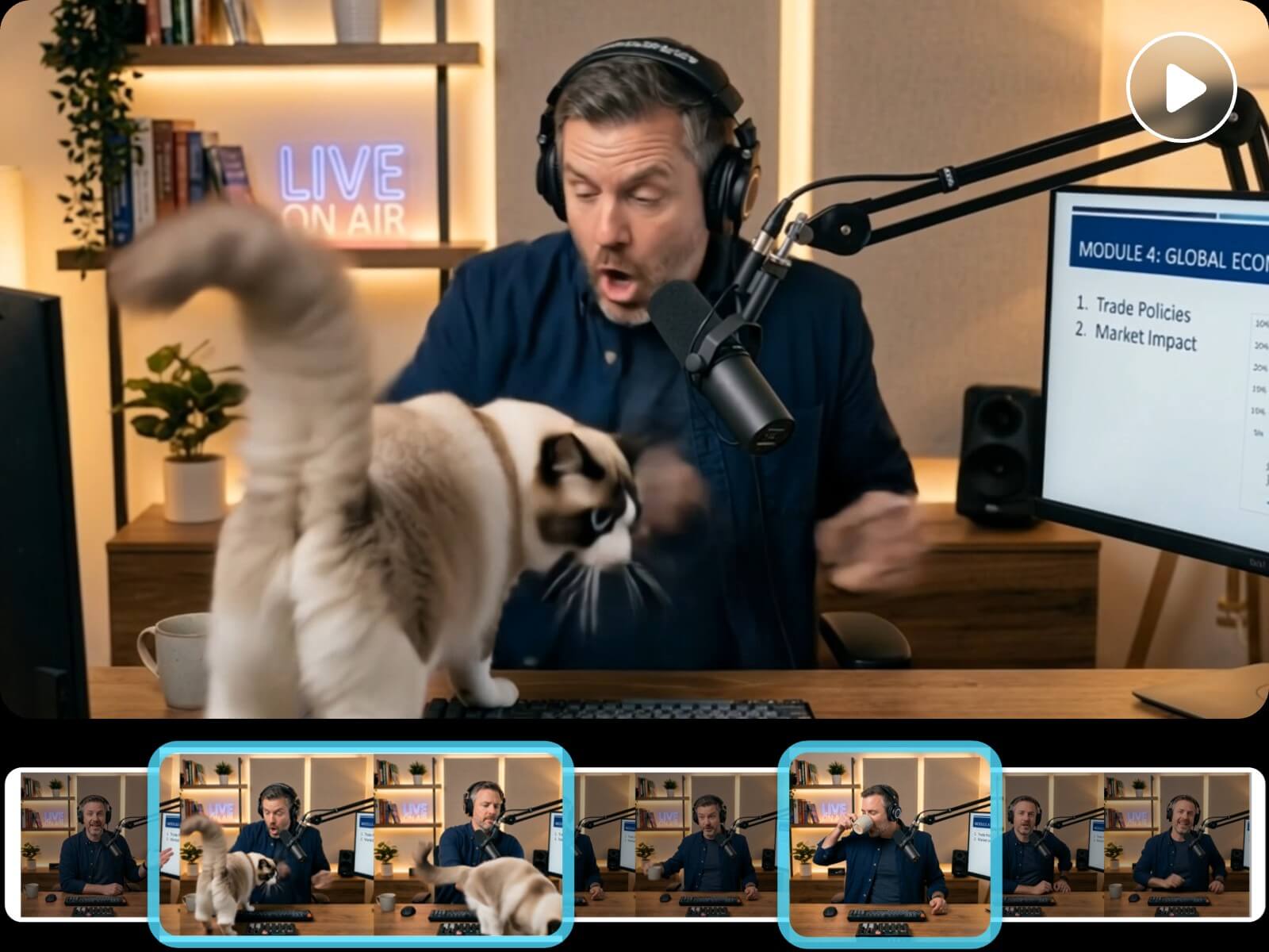 Use Fotor AI video editor to remove filler words in talking head video