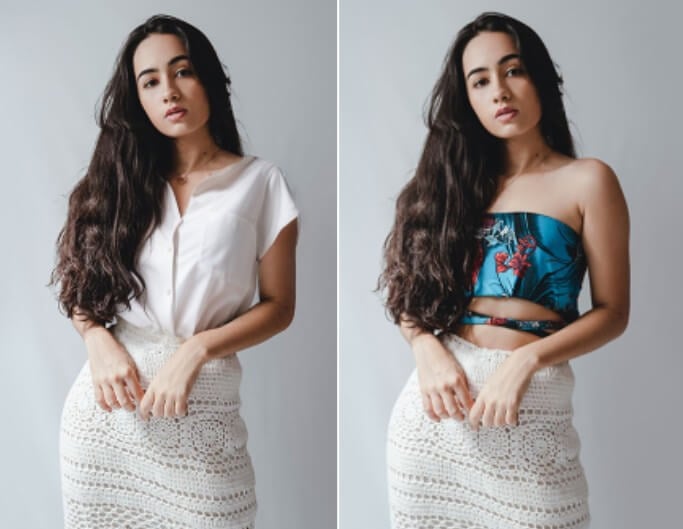 Use Fotor change clothes photo editor to virtually try on different outfits in photos