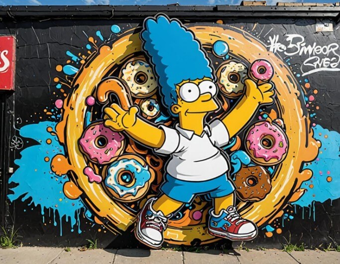 Use a simpsons style image as street graffiti