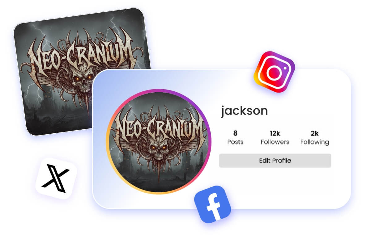 Use ai death metal logo as the social media profile picture