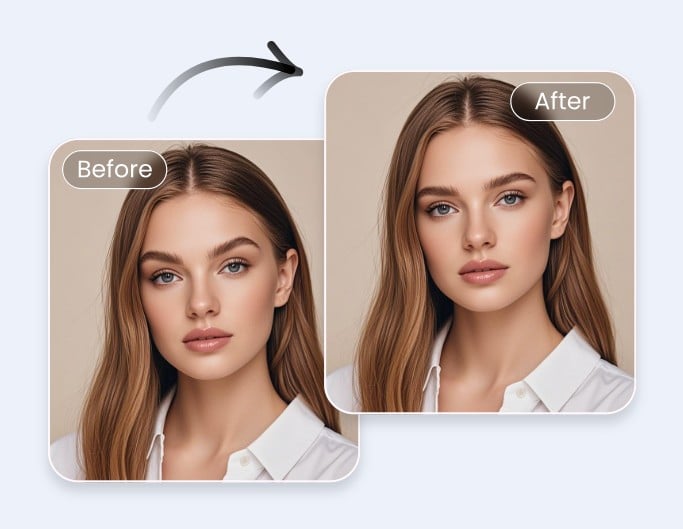 Use ai eyebrow filter to change eyebrow for the long haired woman