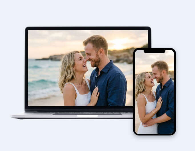 Use ai generated couple photos as phone and computer wallpapers