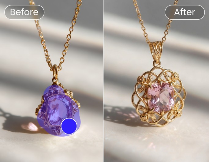 Use ai inpainting to recreate a necklace jewelry design