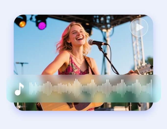 Use ai music as the background music for a video of a woman singing