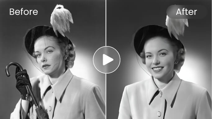 Use ai to animate a old photo of an elegant woman