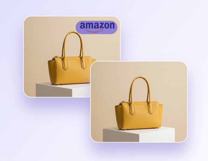 Use ai to clean a yellow handbag product image and remove unwanted marks