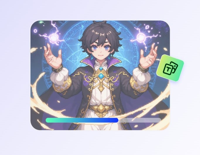 Use ai to generate a sprite image of a magic boy in fotor