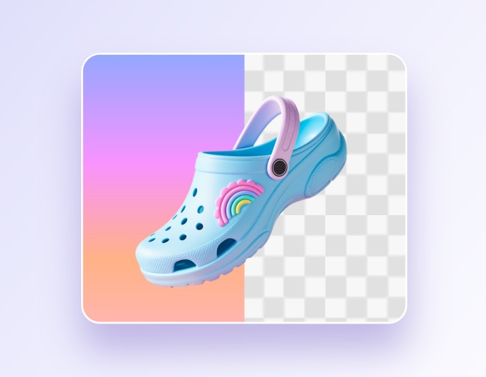 Use ai to remove the background of a blue slipper product image
