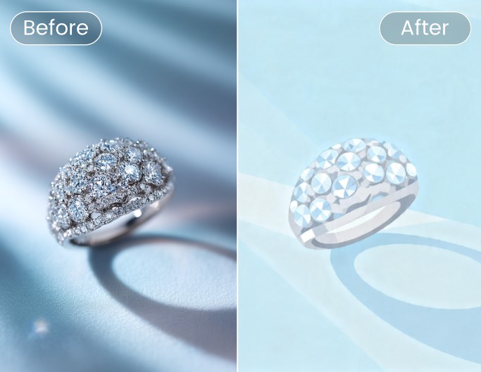 Use ai to transform a jewelry ring into an artistic style