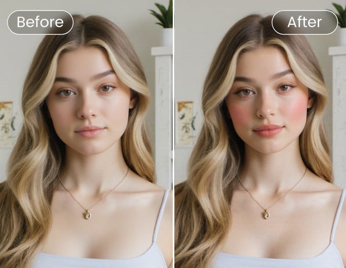 Use fotor ai makeup generator to apply makeup to a womans photo