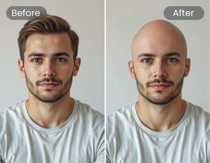 Use fotor bald filter to make the head of a man look bald