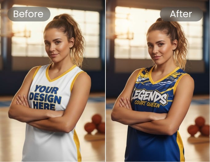 Use fotor jersey mockup generator to visualize basketball jersey design