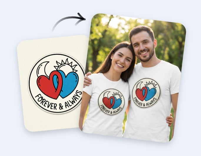 Use fotor online clothes mockup maker to customize couple clothing mockup