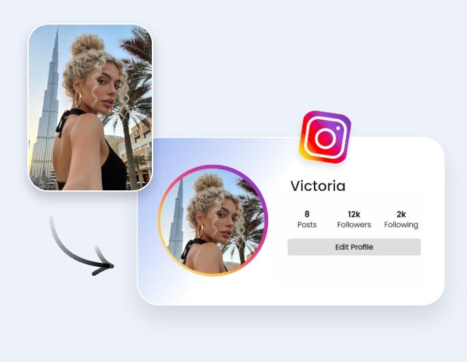 Use fotor to circle crop image for profile picture of a woman on instagram