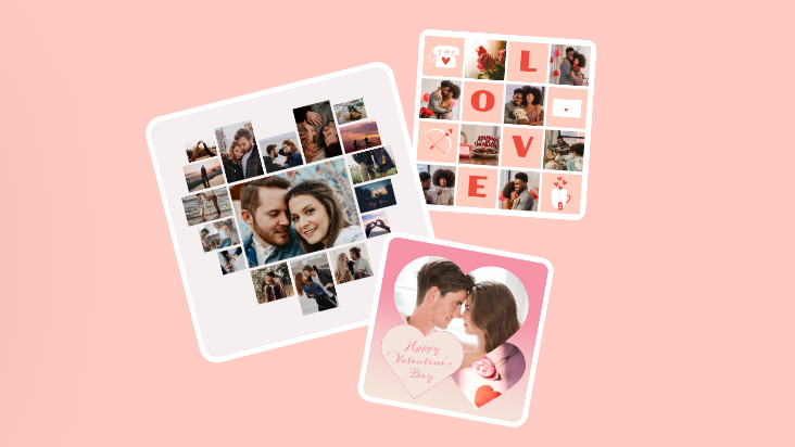 Valentines day photo grids templates on fotor