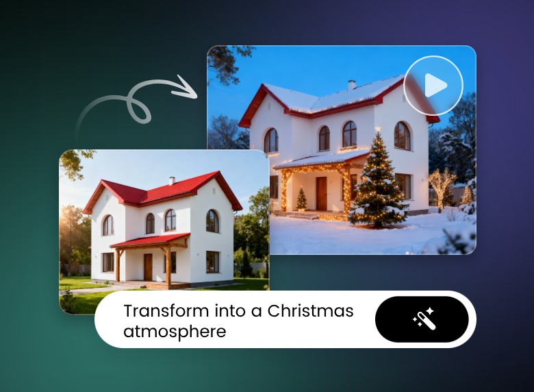 Video post production featuring transforming a house into a Christmas vibe