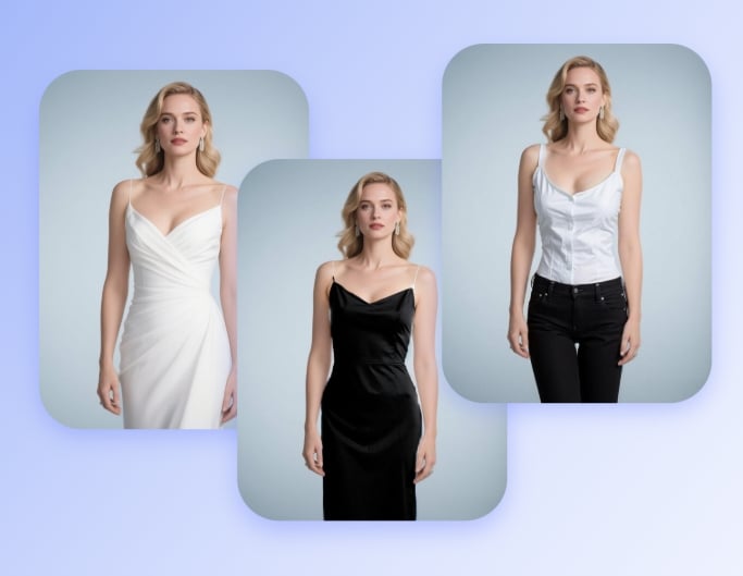 Visualize fashion design ideas for a mature lady with long gold hair