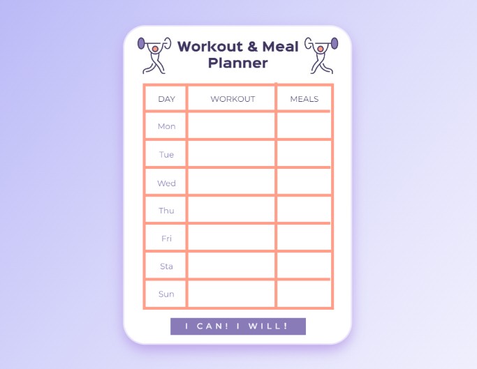 Modèle de planning d'entraînement