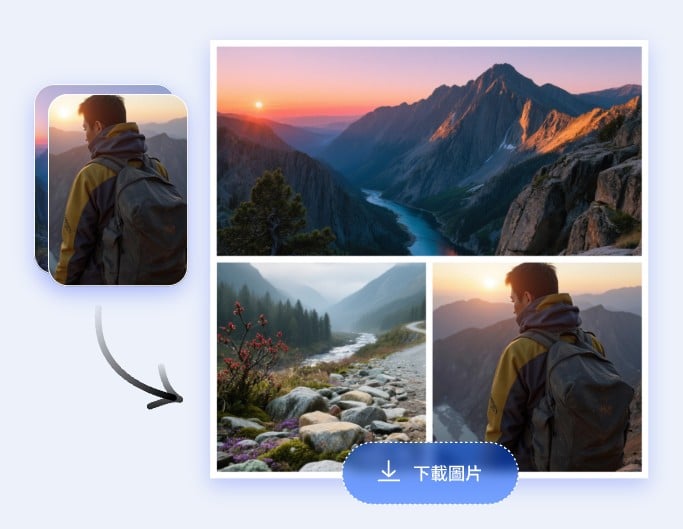 使用 Fotor為一個男性的旅行照片製作拼貼畫