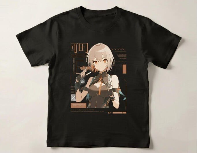 用 AI似顏繪產生器製作動漫圖案的黑色 T恤