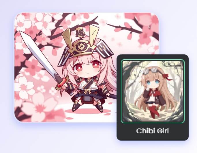 選擇 Q版風格並用 AI生成一張可愛 Q版女生的圖片