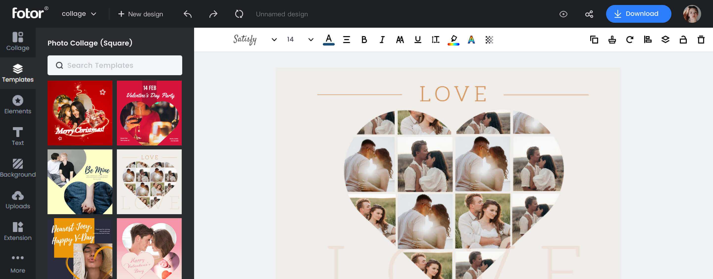 Free custom printable heart-shaped photo collage templates