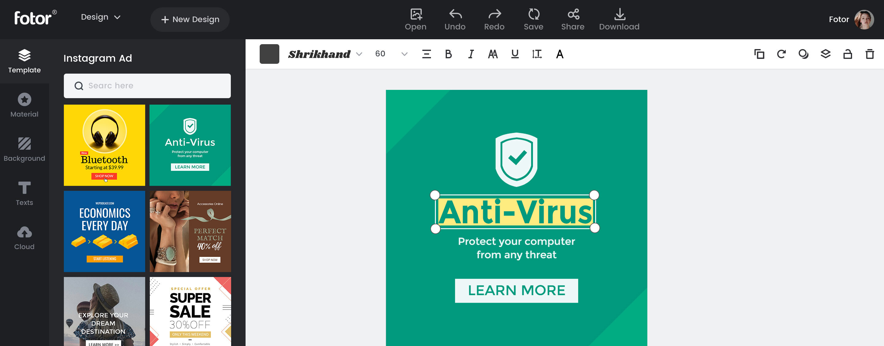 Fotor instagram ad guide