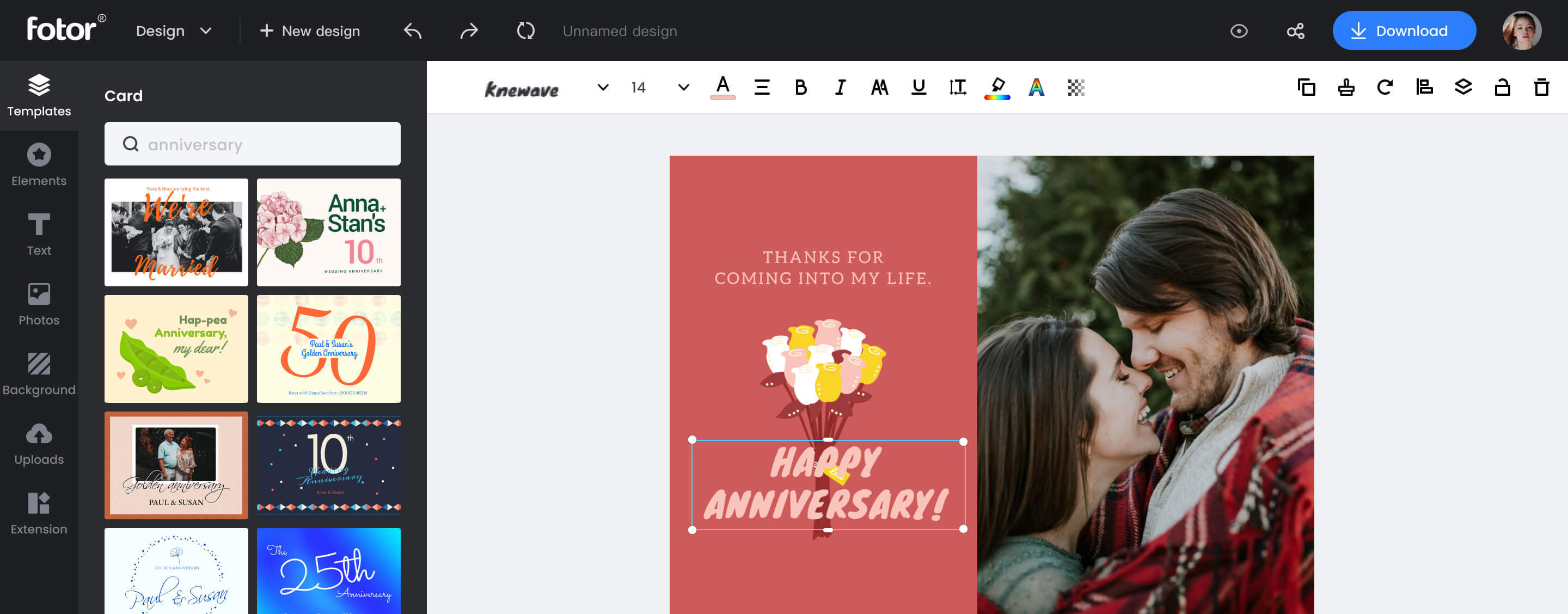 Create Free and Printable Anniversary Cards with Fotor's Card Maker