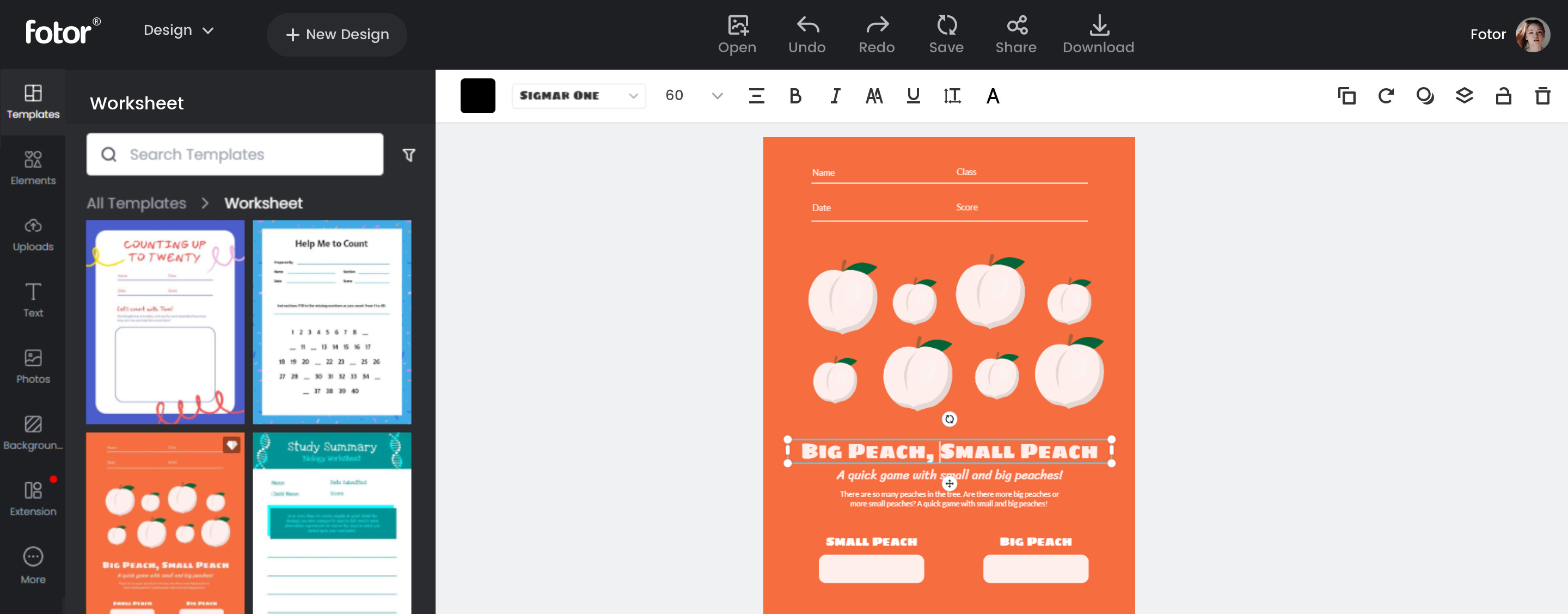 Choose an orange worksheet template and customize it