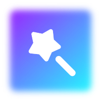 Magic star icon in gradient blue color
