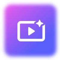 Icône de résultats de vidéo réalistes de couleur violette dégradée