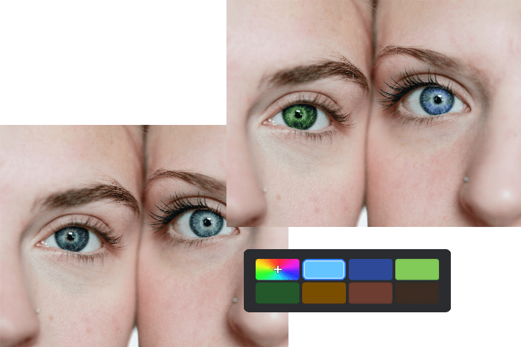 Change eye color from brown to blue