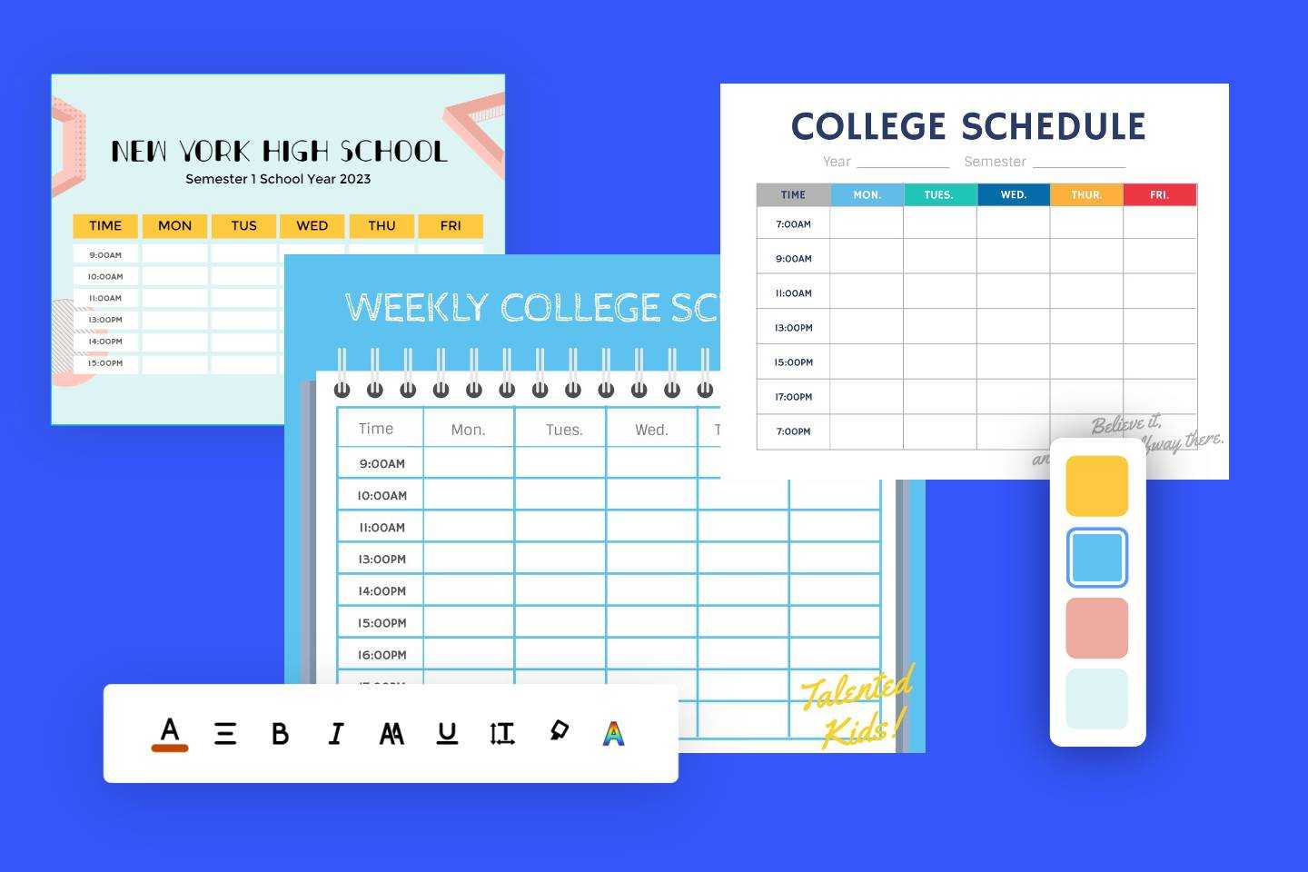 college classes schedule creator